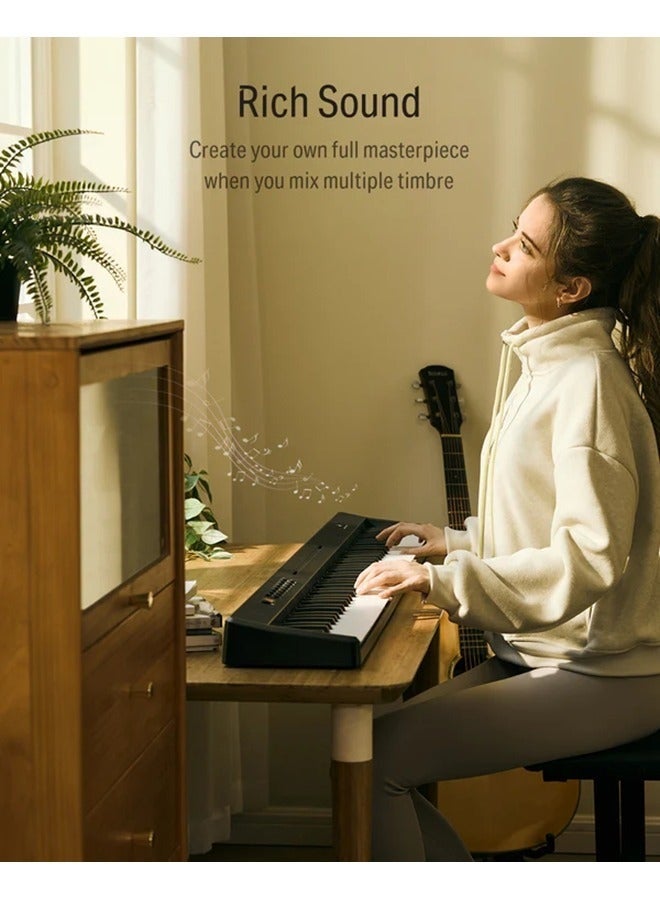 WALALLA Portable Piano Keyboard 88 Keys for Beginner, Bluetooth Foldable Piano Keyboard with 128 Rhythms&Tones, Chord, Record, Drum Kit, Folding Digital Piano Bundle with Pedal, Piano Bag, Black - Image 3