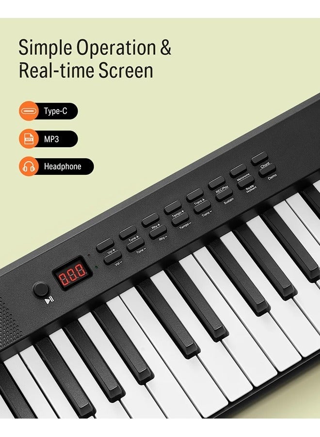 WALALLA Portable Piano Keyboard 88 Keys for Beginner, Bluetooth Foldable Piano Keyboard with 128 Rhythms&Tones, Chord, Record, Drum Kit, Folding Digital Piano Bundle with Pedal, Piano Bag, Black - Image 4