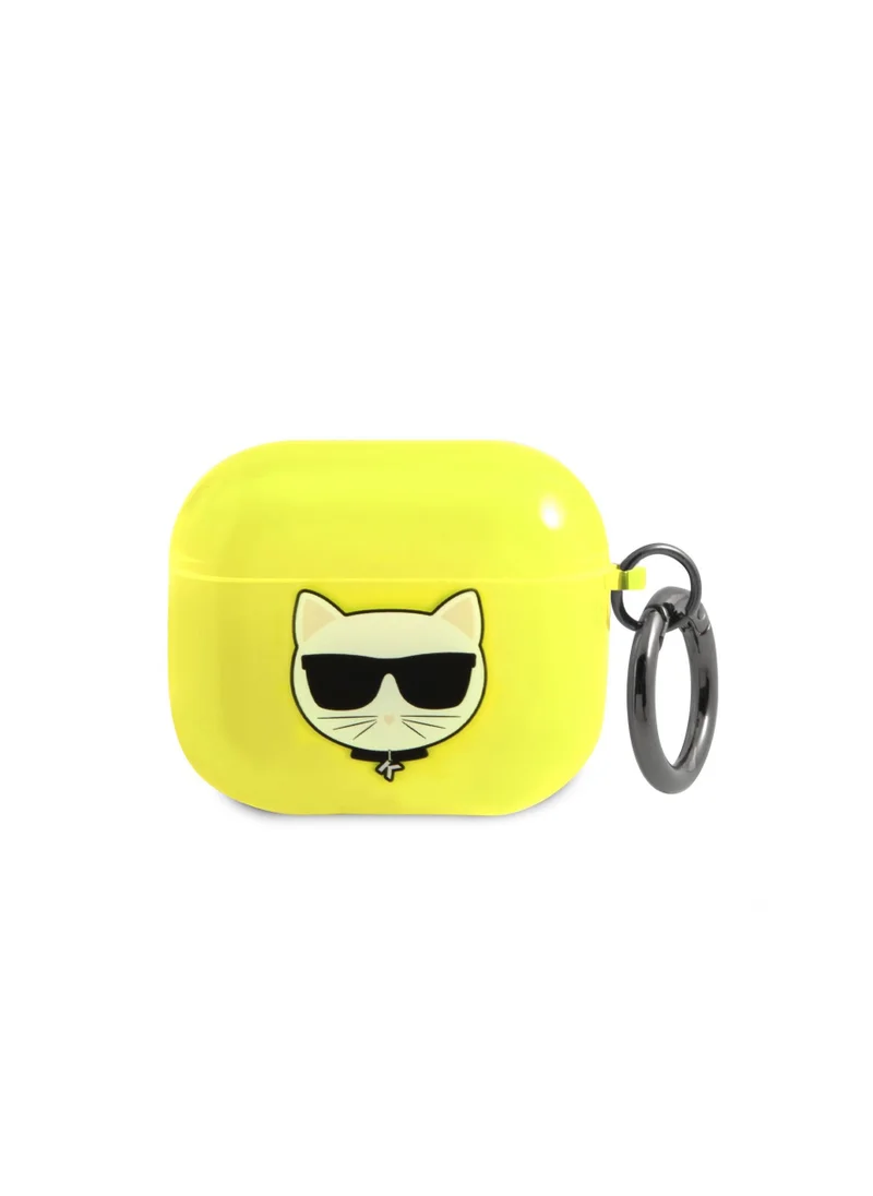 Karl Lagerfeld TPU Choupette Fluo Case, Easy Snap-On and Chic Design For Apple Airpods 3 - Yellow