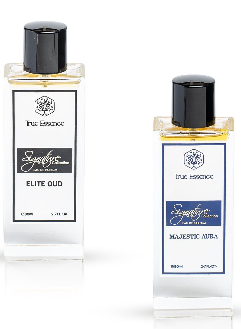 ترو ايسينس مجموعة True Essence Combo مكونة من عبوتين من مجموعة Signature Collection Elite Oud وMajestic Aura Eau De Parfum 80 مل للجنسين 2.7 FL.OZ - Image 1