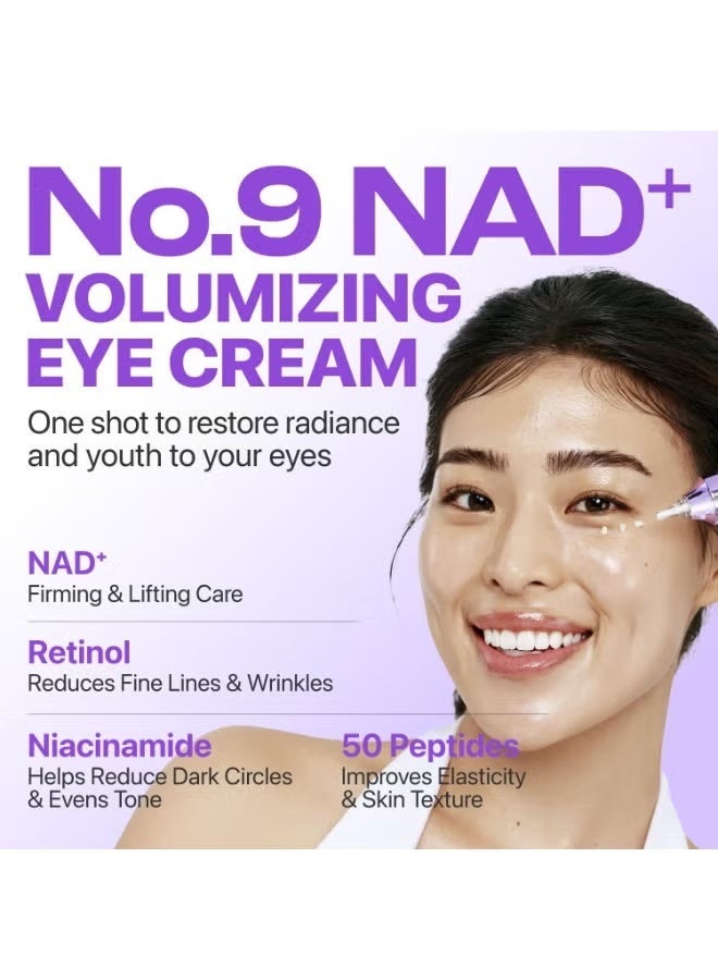 numbuzin No.9 NAD+ Retinol Eye Cream, Depuffing & Firming Eye Serum for Dark Circles, Wrinkles & Fine Lines, Peptides & Niacinamide for Glow & Undereye Radiance, Stocking Stuffers 0.33 fl oz - Image 2