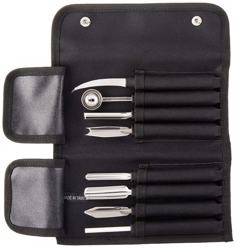 Mercer Culinary Professional Chef Plating Kit - 9 Piece Set with Carving Tools and Storage Roll - Image 1