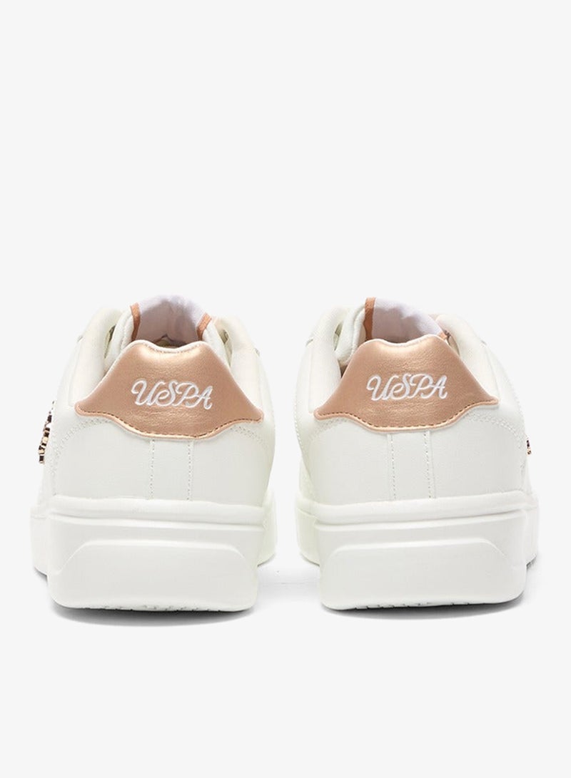 U.S. Polo Assn. Women's White Low-Top Sneakers - Classic Style Shoes with Gold Accent and Cushioned Comfort Sole for Everyday Wear - Image 5