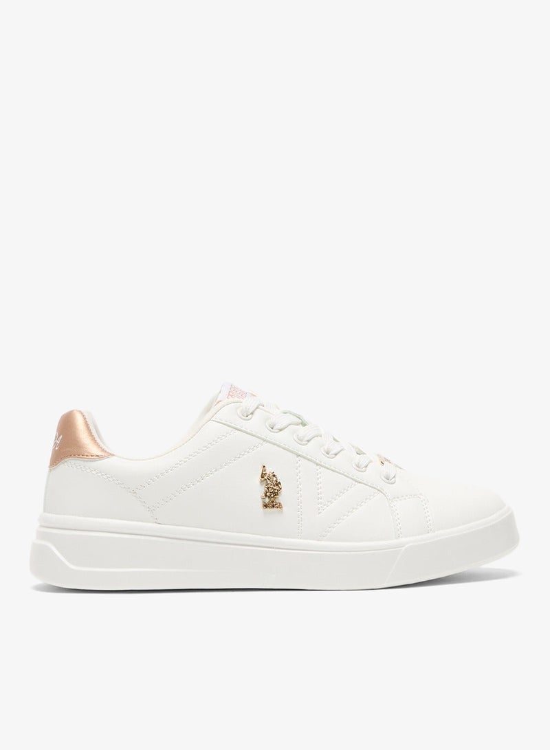 U.S. Polo Assn. Women's White Low-Top Sneakers - Classic Style Shoes with Gold Accent and Cushioned Comfort Sole for Everyday Wear - Image 1