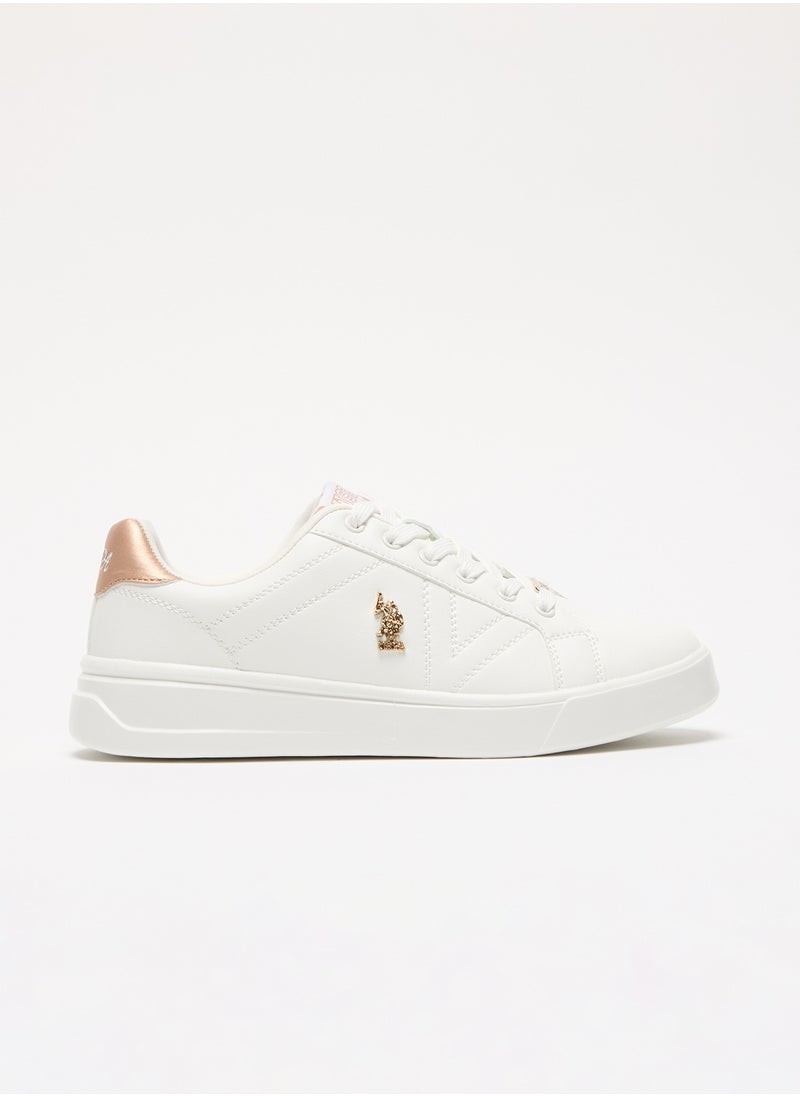 U.S. Polo Assn. - Women's White Low-Top Sneakers - Classic Style with Gold Accent and Cushioned Comfort Sole for Everyday Wear - Image 1