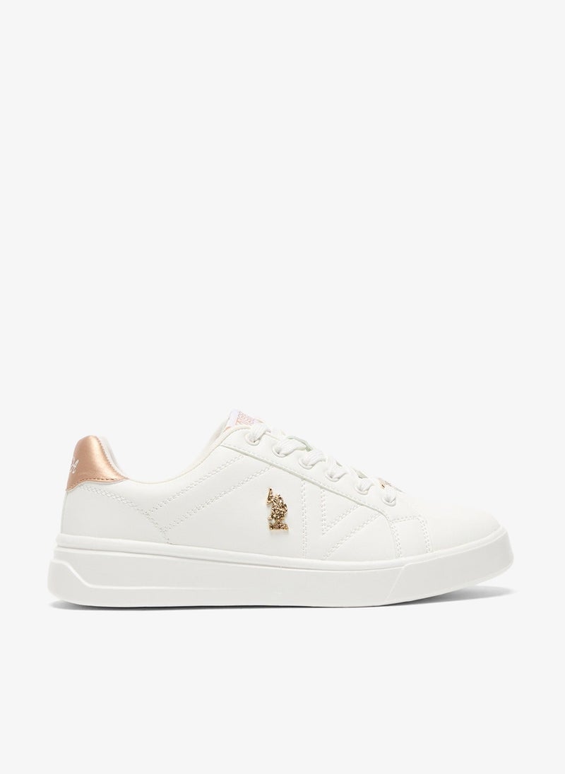U.S. Polo Assn. Women's White Low-Top Sneakers - Classic Style Shoes with Gold Accent and Cushioned Comfort Sole for Everyday Wear - Image 1