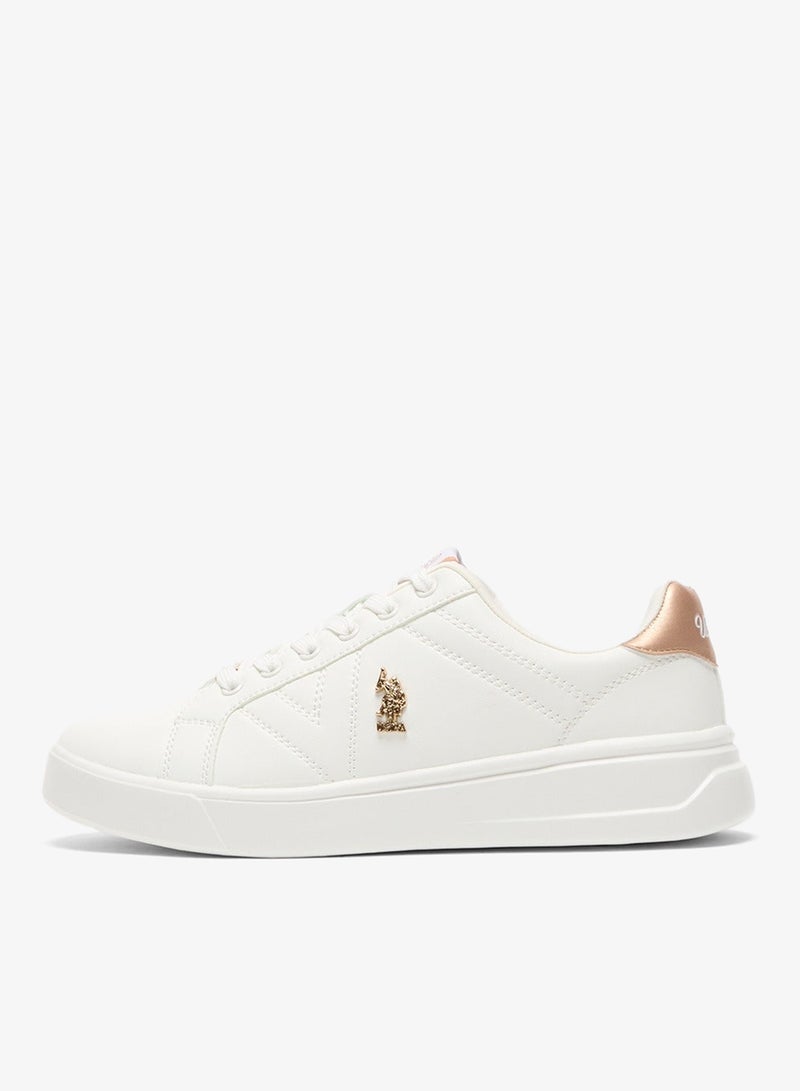 U.S. Polo Assn. Women's White Low-Top Sneakers - Classic Style Shoes with Gold Accent and Cushioned Comfort Sole for Everyday Wear - Image 3