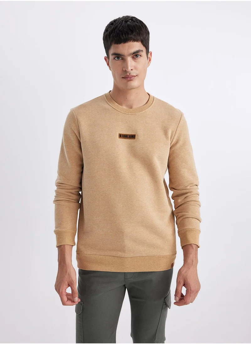 ديفاكتو Regular Fit Crew Neck Basic Sweatshirt