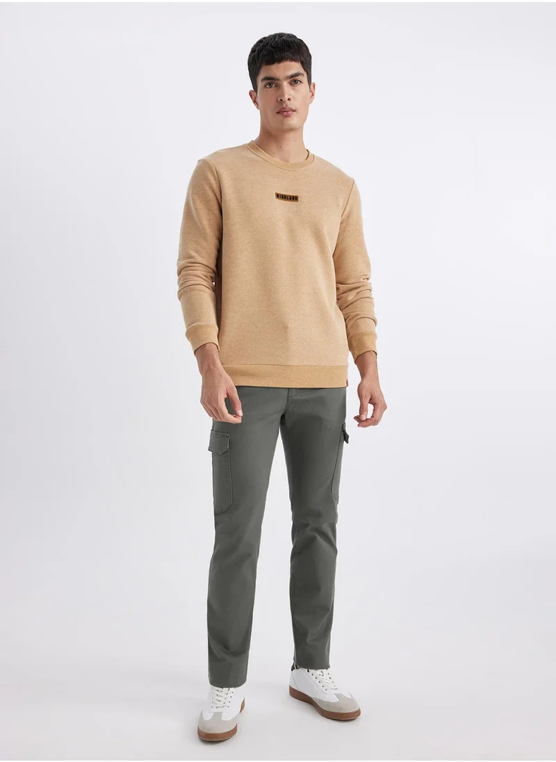 ديفاكتو Regular Fit Crew Neck Basic Sweatshirt