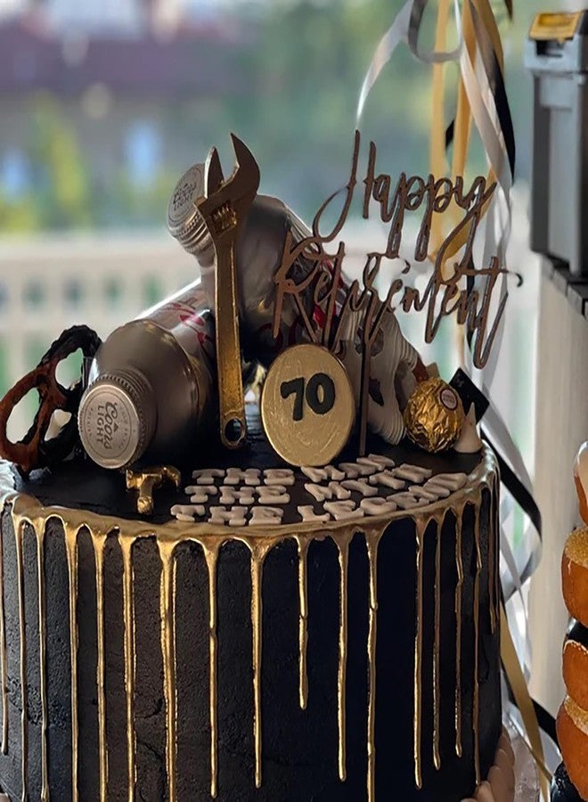 QPARTYFIRE Wooden Happy Retirement cake topper,I'm Retired Cake Decor - Retirement Party Decorations Supplies for Men or Women - Image 5