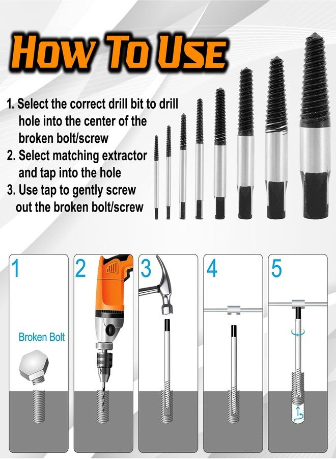 Digital Craft 8-Piece Screw Extractor Set | Bolt, Screw & Pipe Removal Tool Kit | Removes 1/2" & 3/4" Damaged or Broken Screws, Bolts, Water Pipes | Durable Steel Extractor Set - Image 3