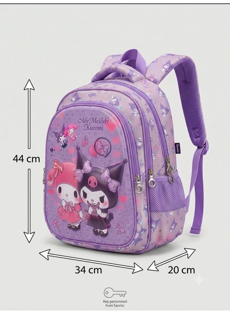kuromi school bag set with lunch bag and pencil case ,my melody kuromi theme,,44x34x20 cm ,large capacity,3 piece - Image 3