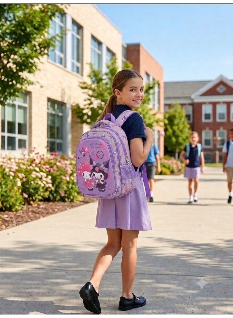 kuromi school bag set with lunch bag and pencil case ,my melody kuromi theme,,44x34x20 cm ,large capacity,3 piece - Image 2