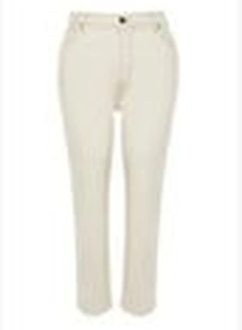 trendyol Ecru High Waist Slim Mom Jeans