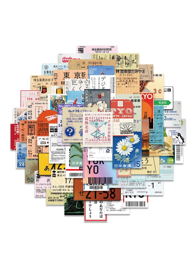 60pcs Japan Travel Stamps Stickers for Teens Laptops Vintage Aesthetic Postage Stamp Stickers Waterproof Vinyl Decals for Water Bottle Journal Suitcase Notebook Bumper - Image 1