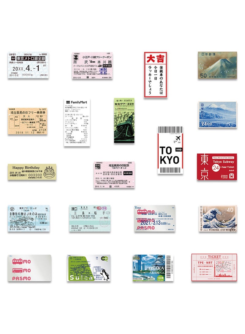 60pcs Japan Travel Stamps Stickers for Teens Laptops Vintage Aesthetic Postage Stamp Stickers Waterproof Vinyl Decals for Water Bottle Journal Suitcase Notebook Bumper - Image 2