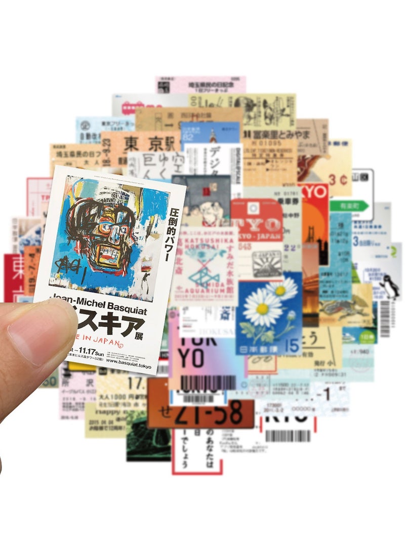 60pcs Japan Travel Stamps Stickers for Teens Laptops Vintage Aesthetic Postage Stamp Stickers Waterproof Vinyl Decals for Water Bottle Journal Suitcase Notebook Bumper - Image 5