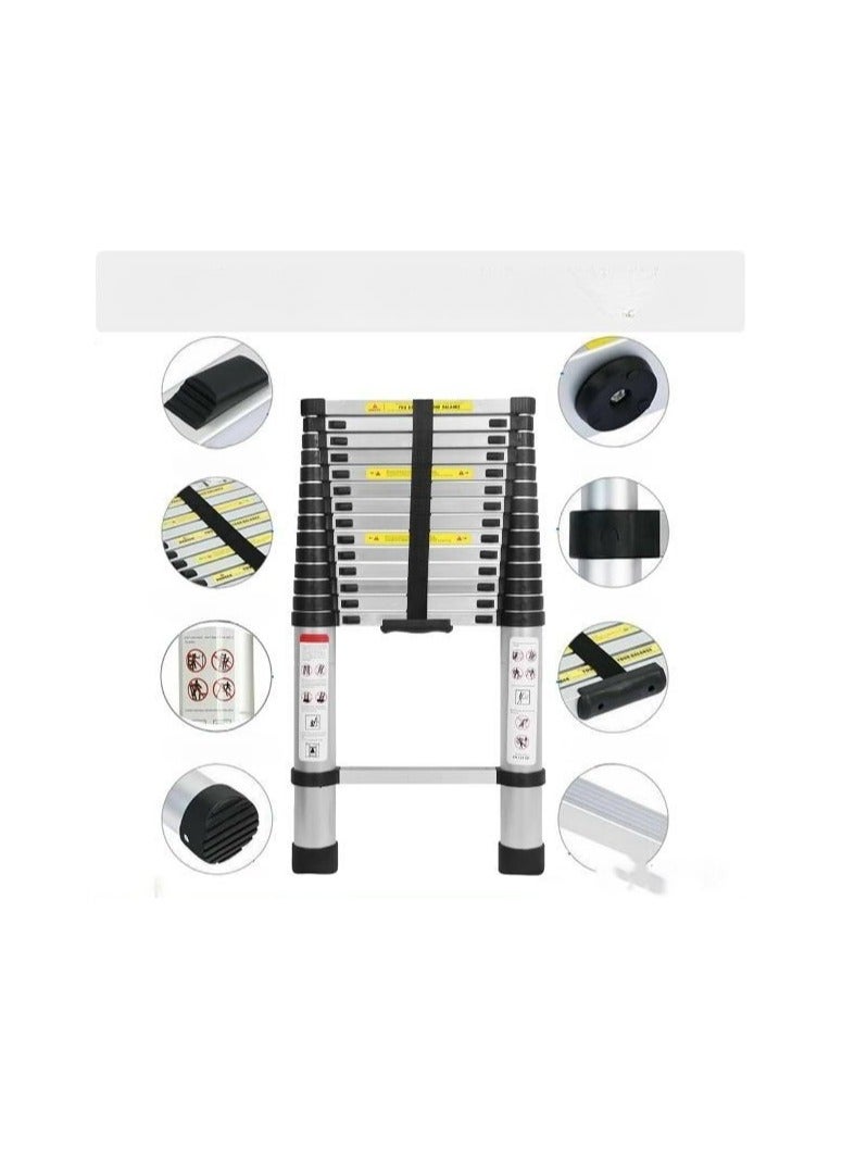 Aluminum Telescopic Ladder 3.8M – Foldable, 150kg Load Capacity, Anti-Slip, EN131 Certified - Image 2