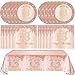 SNIMICS 41PCS 13th Birthday Decorations Rose Gold Theme 13 Year Old Girl Birthday Decorations Including Happy Birthday Plates Napkins Tablecloth for Official Teenager 13th Birthday Party - Image 3