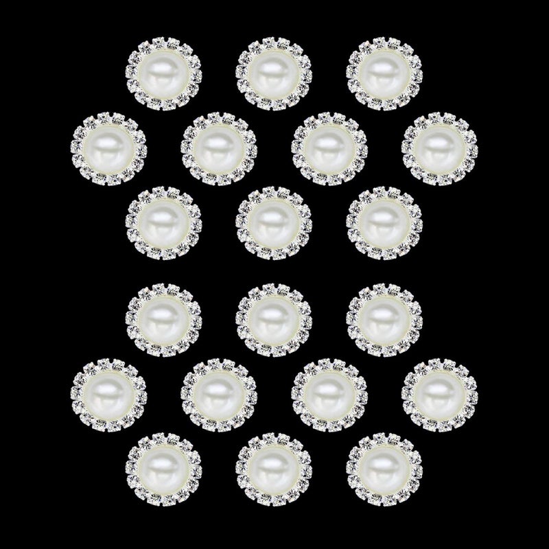 ALEXCRAFT Wholesale 20 PCS Retro Vintage Round Crystal Ivory Faux Pearl Rhinestone Buttons Bulk,18MM (Flatback) - Image 5
