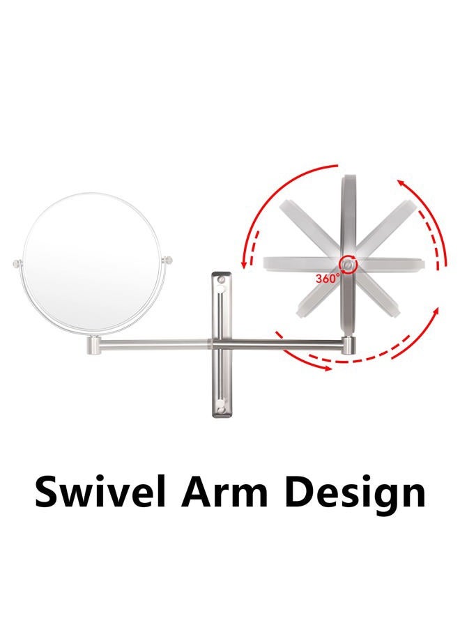 Nicesail 8 Inch Double-Side Shower Shaving Mirror with 5X Magnification Brush Nickel Mirror Magnified 5X Mirror for Wall Bathroom Mirror - Image 2