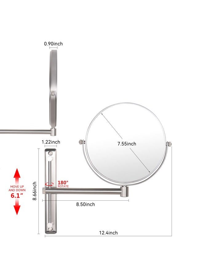 Nicesail 8 Inch Double-Side Shower Shaving Mirror with 5X Magnification Brush Nickel Mirror Magnified 5X Mirror for Wall Bathroom Mirror - Image 5