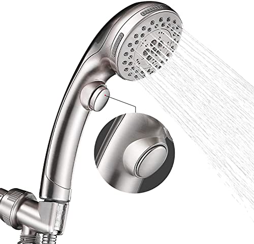DOILIESE Shower Head, High Pressure 6 Setting Shower Head Hand-Held with ON/OFF Switch and Spa Spray Mode - Shower Heads with Handheld Spray High Pressure - Brushed Nickel - Image 1