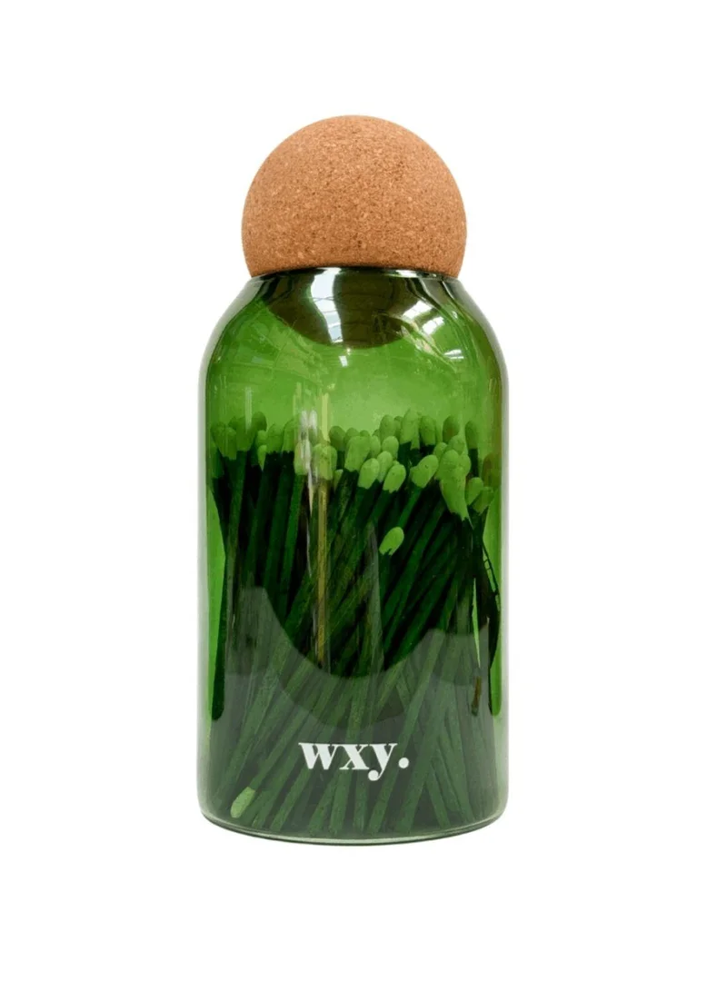 دبليو اكس واي إكسسوارات البيت - أعواد كبريت  بوعاء زجاحي أخضر