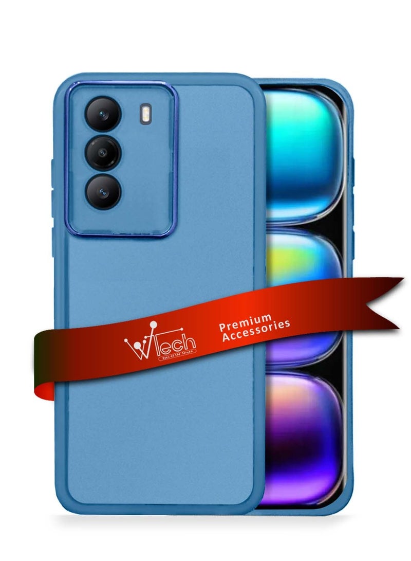 Wtech Infinix Hot 50 Pro+ / Infinix Hot 50 Pro Plus 4G 2024 Soft Transparent TPU Silicone Ultra Thin Phone Stylish Electroplated Camera Border Back Case Cover - Blue  - Image 1