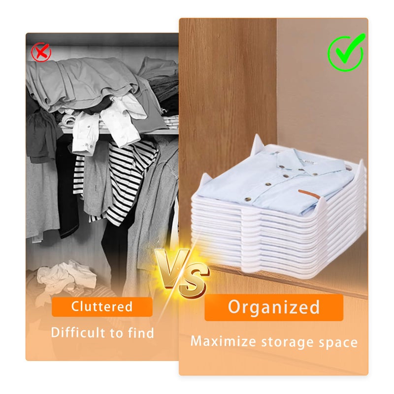 Kofebe Tshirt Organizer, 10 PCS Stackable Clothing Organizer for Closet Storage Pants Shorts (14.5"Lx11.2"Wx2.2"H) - Image 5