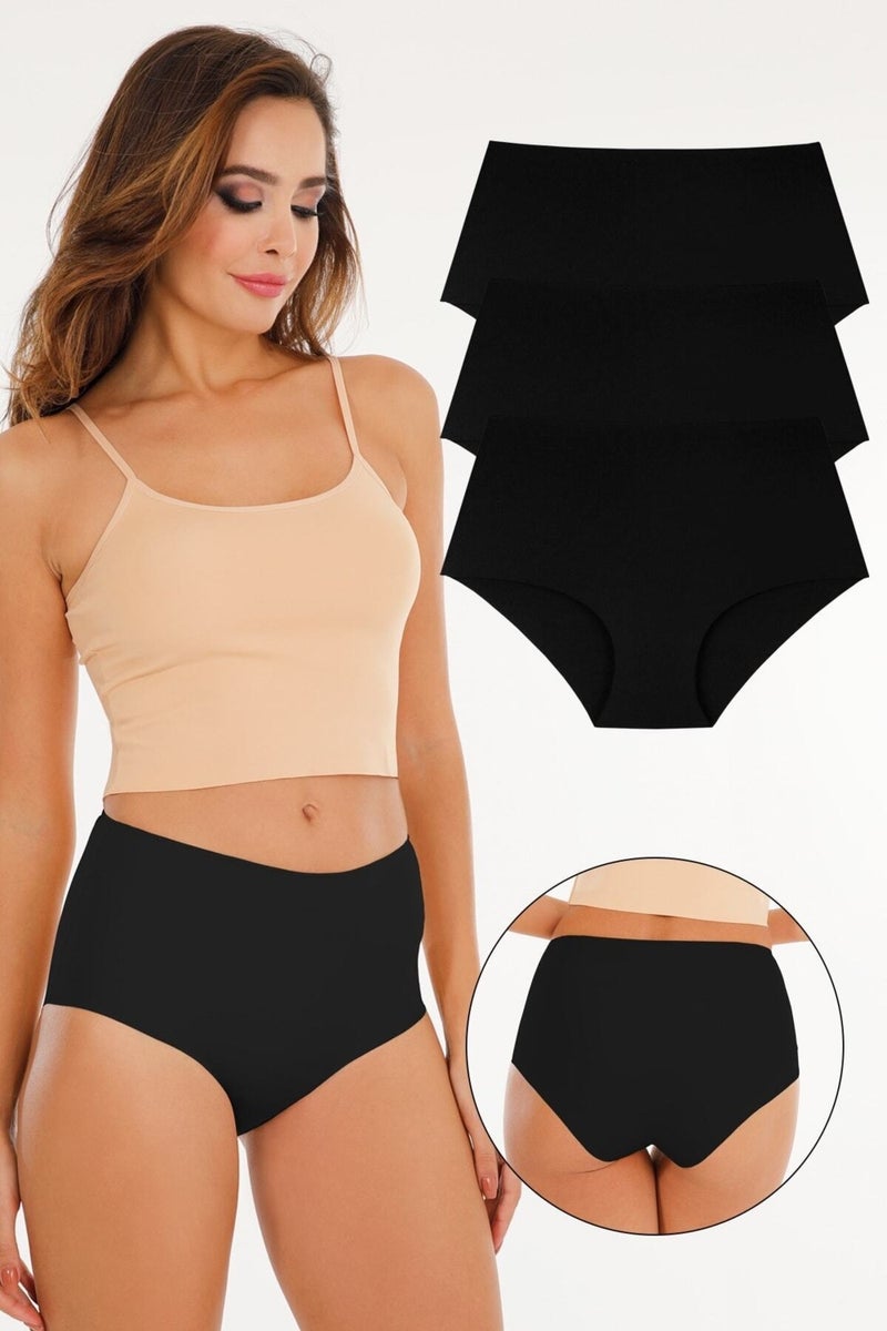 Sensu Women's High Waist Laser Cut Panties 3 Piece KTS2011 Black - KTS2011 - Image 1