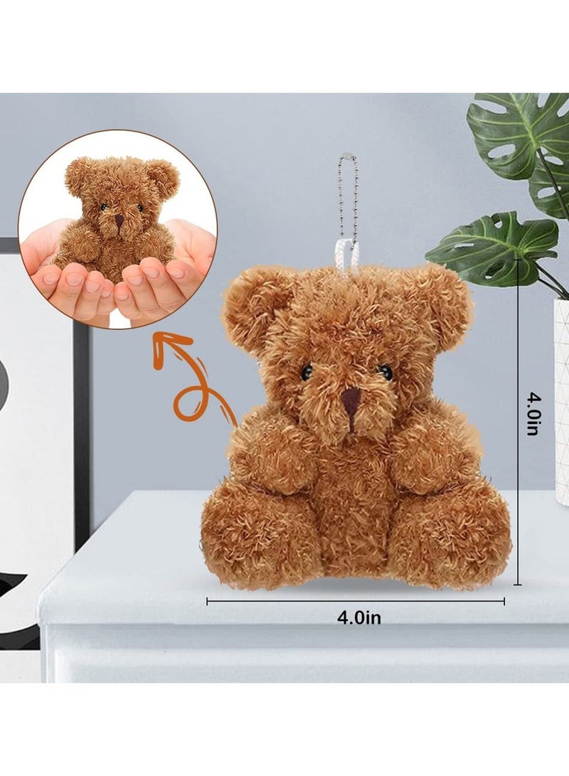 NIBEMINENT SYOSI Mini Teddy Bear, 6Pcs Stuffed Animal Toys, 4in Bears Doll for Boys Girls Birthday Cake Wedding Decorations Present Graduation Party Favors Bag Keychain - Image 2