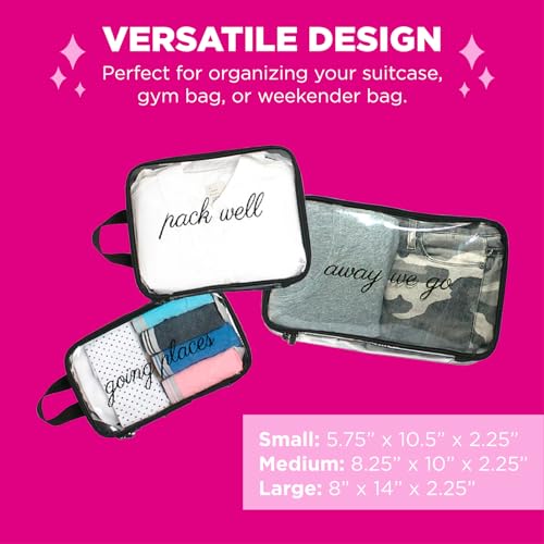 Miamica Packing Cube Set - 3-Piece Set, Clear/Black - Image 2