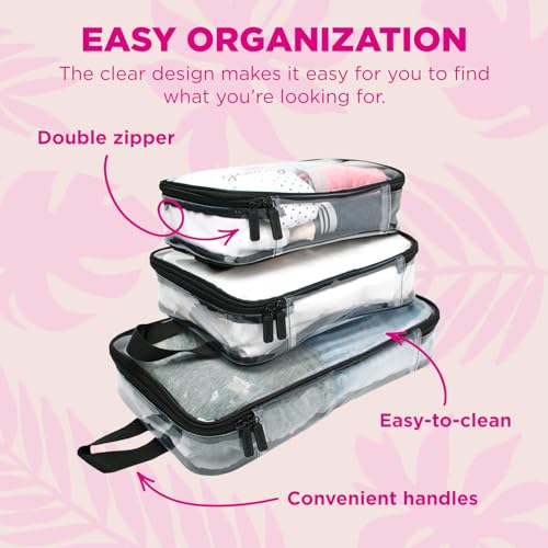 Miamica Packing Cube Set - 3-Piece Set, Clear/Black - Image 3