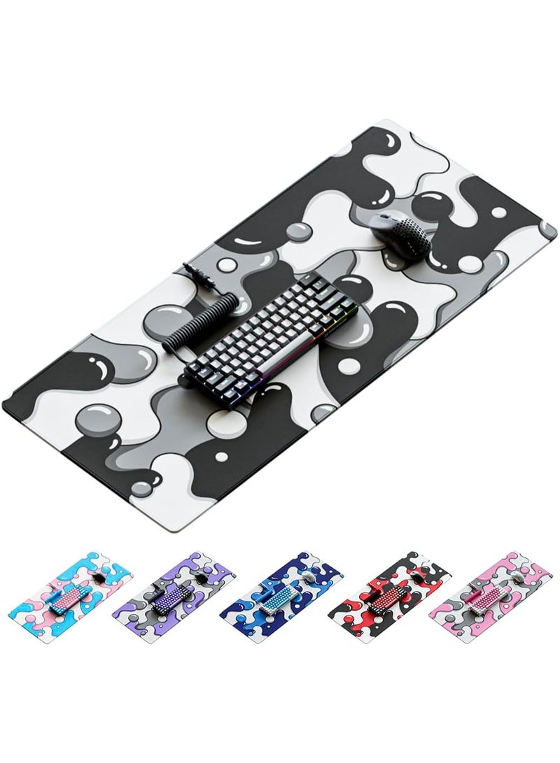 36" x 16" XXL Gaming Mouse Pad, Extended Thick Desk Mat, Drip Black & White Stealth Design, Non-Slip Large Mousepad for Gamer & Office - Image 1