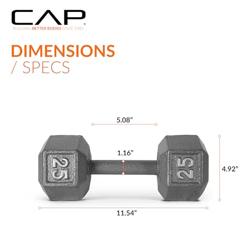 CAP Barbell Cast Iron Hex Dumbbell, Single, 25 lb - Image 4