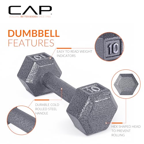 CAP Barbell Cast Iron Hex Dumbbell, Single, 25 lb - Image 3