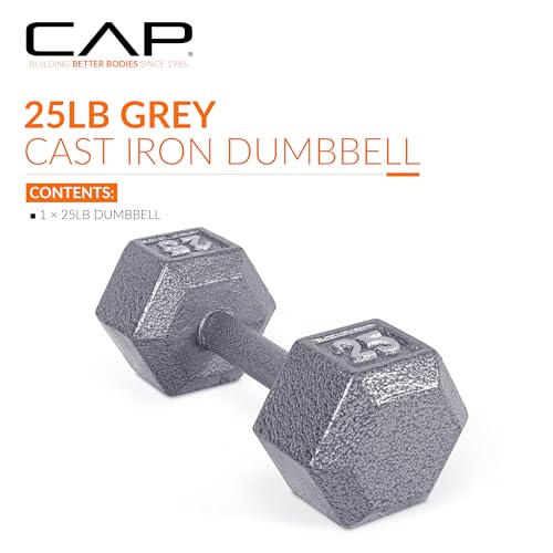 CAP Barbell Cast Iron Hex Dumbbell, Single, 25 lb - Image 2