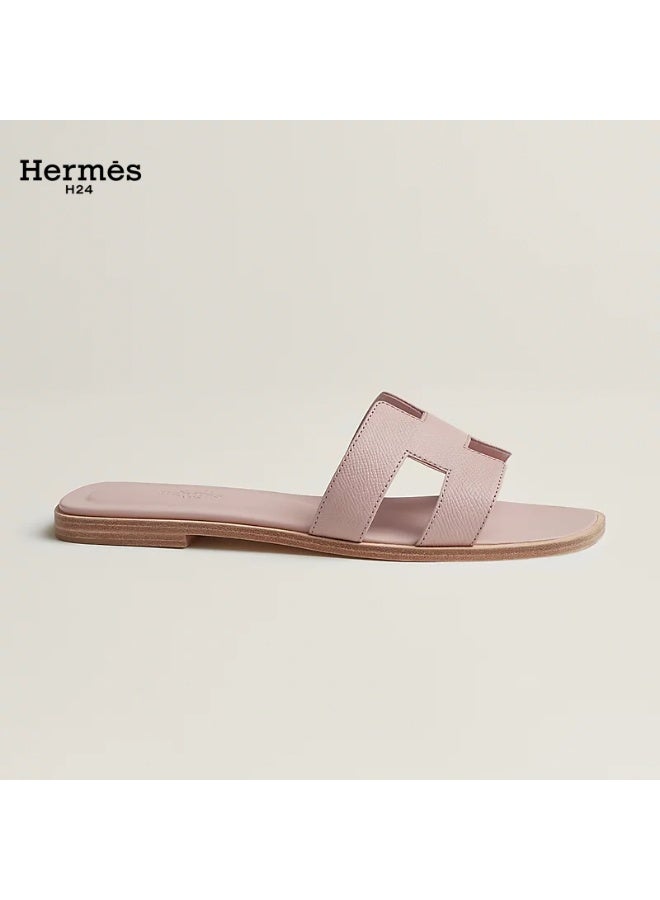 Hermes H24 حذاء مسطح مفتوح من الأمام من جلد العجل من Hermes H24 Oran، بنمط H، للنساء، صيفي، لون وردي فاتح - Image 2