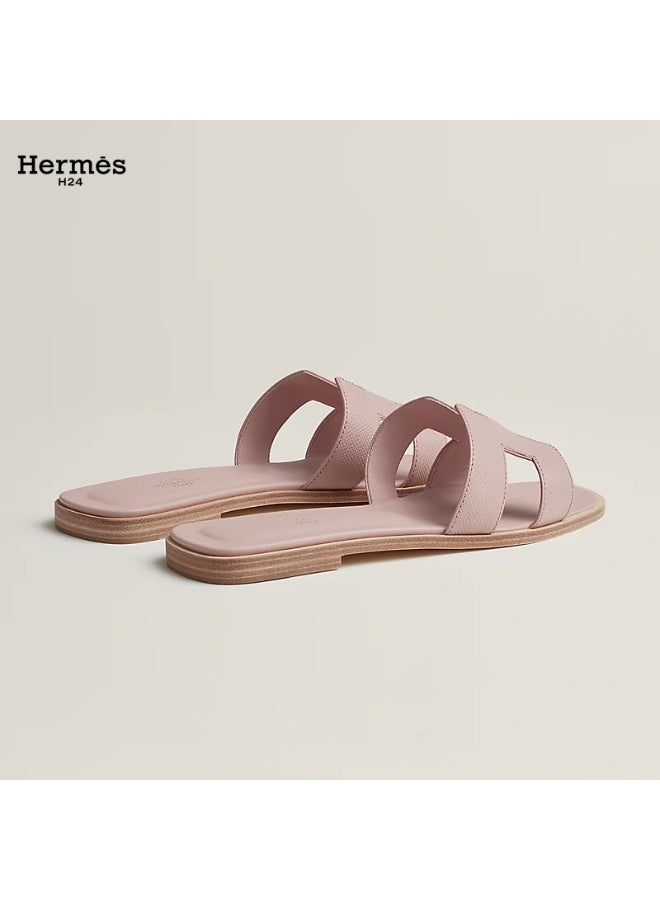 Hermes H24 حذاء مسطح مفتوح من الأمام من جلد العجل من Hermes H24 Oran، بنمط H، للنساء، صيفي، لون وردي فاتح - Image 3