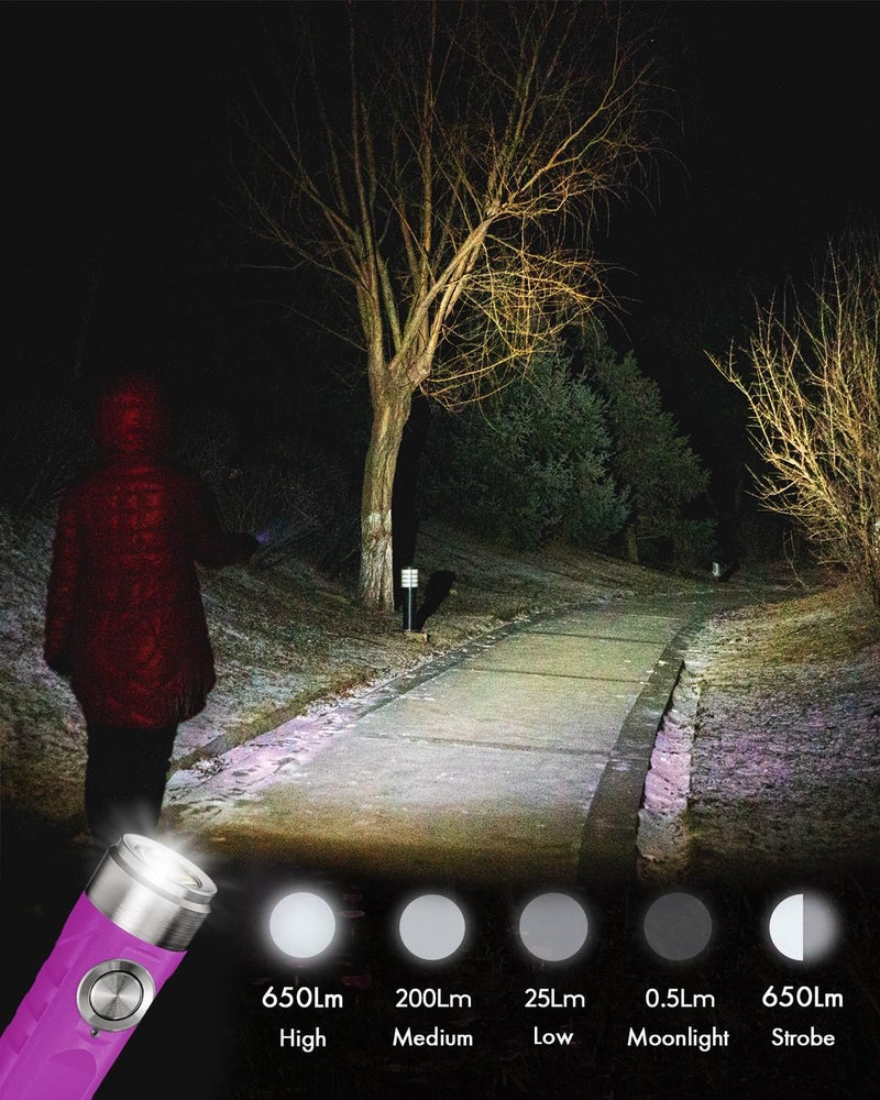 RovyVon Aurora A1 G4 EDC Keychain Flashlight USB C Rechargeable, 650lumens Bright Mini Flashlights, Multi Functional Small Pocket Light, a Great Purple Gear or Gift for Men Women - Image 3