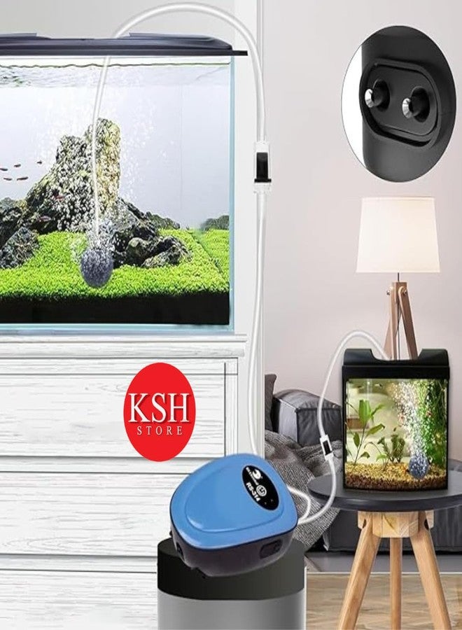 KSH STORE مضخة هواء لحوض السمك من متجر KSH، قابلة لإعادة الشحن عبر منفذ USB بقوة 2 واط، معدل تدفق 3 لتر/دقيقة، منفذان للهواء، محرك صامت (314) - Image 4