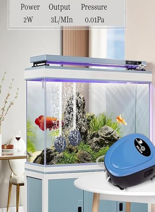 KSH STORE مضخة هواء لحوض السمك من متجر KSH، قابلة لإعادة الشحن عبر منفذ USB بقوة 2 واط، معدل تدفق 3 لتر/دقيقة، منفذان للهواء، محرك صامت (314) - Image 3