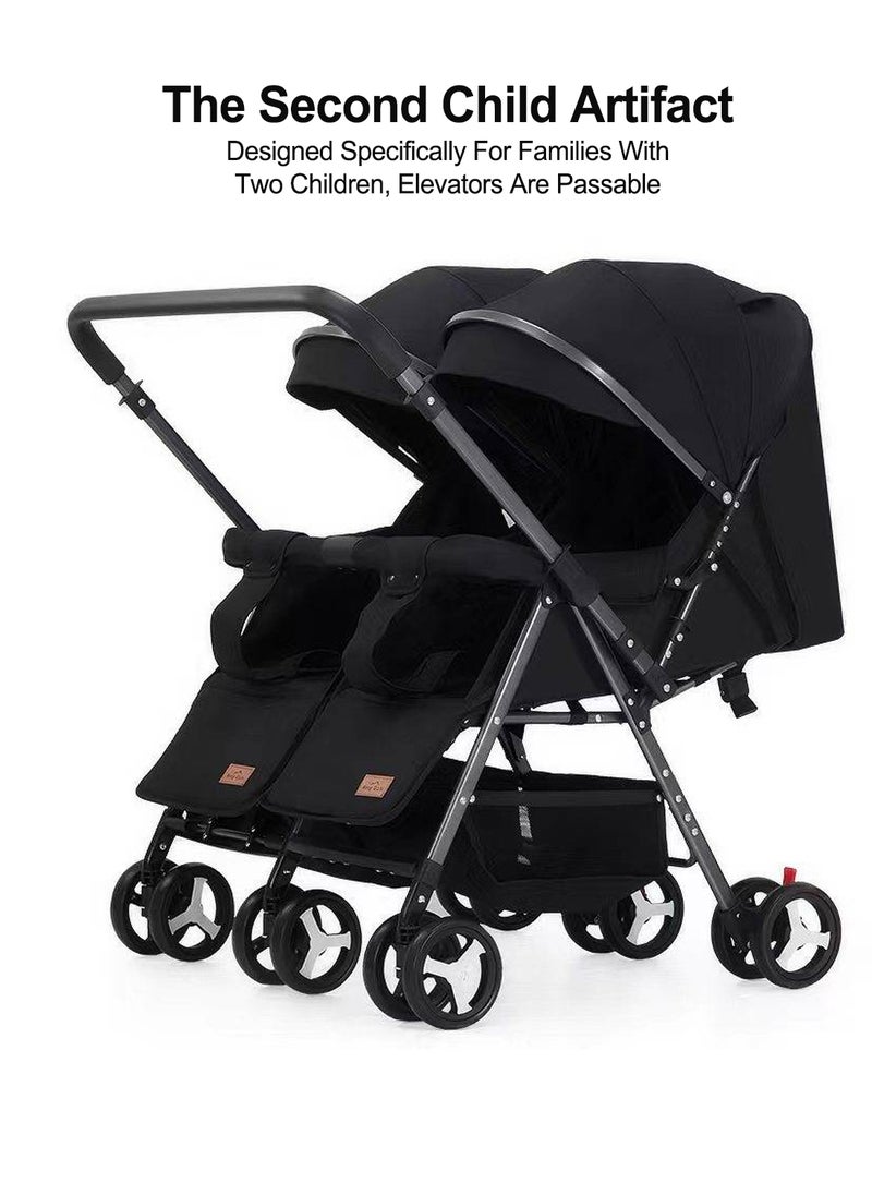 MaBaby Twin Stroller,Side By Side Double Light Stroller, Easy Fold Travel Stroller With Storage Basket, From Birth To 24 Months  - Image 2