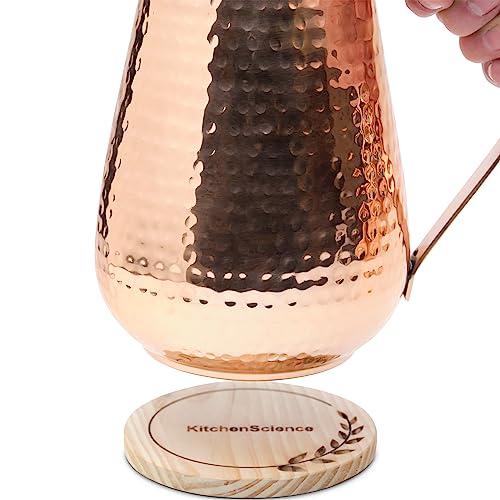 Kitchen Science Large Pure Copper Pitcher (70 oz. /2000 ml) with 2 Tumblers for Drinking Water | Vase | Water Jug Set - Image 4