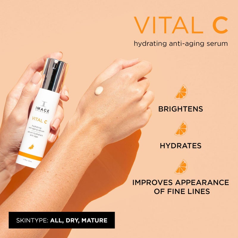 IMAGE SKINCARE صورة للعناية بالبشرة، سيروم الوجه المرطب VITAL C، مع فيتامين C وحمض الهيالورونيك، لتفتيح وتوحيد لون البشرة وتنعيم مظهر التجاعيد، 1.7 أونصة سائلة - Image 2