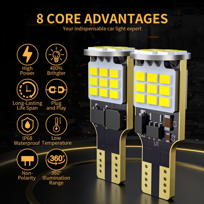 MIFMIA 912 921 LED Bulb Reverse Lights High Power 27SMD Chipsets Error Free T15 906 922 W16W Bulbs 6500K White Upgraded Pack of 2 - Image 4
