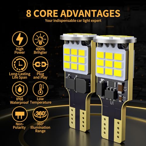 MIFMIA 912 921 LED Bulb Reverse Lights High Power 27SMD Chipsets Error Free T15 906 922 W16W Bulbs 6500K White Upgraded Pack of 2 - Image 3