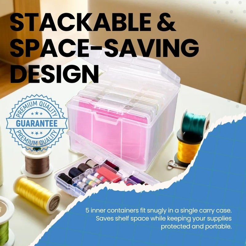 ArtBin 6947ZZ Photo & Craft Organizer Set, Large Box with [5] Plastic Storage Cases Inside, Clear - Image 5