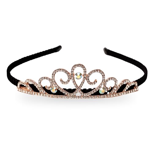 Rapidsflow Crown Alloy Steel Hair Bands With Stones for Girls and Kids (07) Gold - Image 1